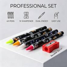 Set de 5 piezas Lápiz de cera con rhinestones y sacapuntas, kit de arte de uñas, bolígrafo de rhinestones de 4 colores, accesorios de rhinestones para arte de uñas, bolígrafo con rhinestones adhesivos, aplicador de rhinestones para uñas, set de rhinestones - Multicolor - Ver 1