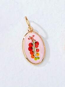 Collar ajustable de cuerda colorida con colgantes de esmalte intercambiables, colgantes de dibujos animados desmontables chapados en oro (patrones de gato, langosta, fruta, flor), set de joyas personalizables de verano para regalo - Multicolor - Ver 7
