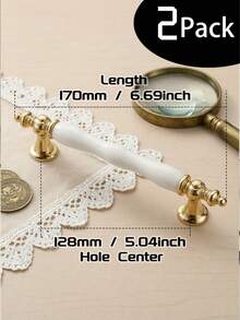 Conjunto de 1/2/4 puxadores dourados de cerâmica para portas de armário, puxador de barra branco para porta de armário, puxador moderno e minimalista para gaveta de armário de cozinha. - Branco - Ver 23