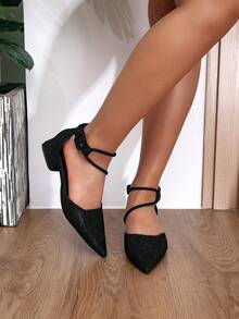 Women's Minimalist Pointed Toe Silver Elegant Flat Outdoor Shoes - Black - View 2