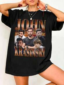 John Krasinski T-Shirt - Personalized Vintage Gift For Him Or Her - Black - View 1