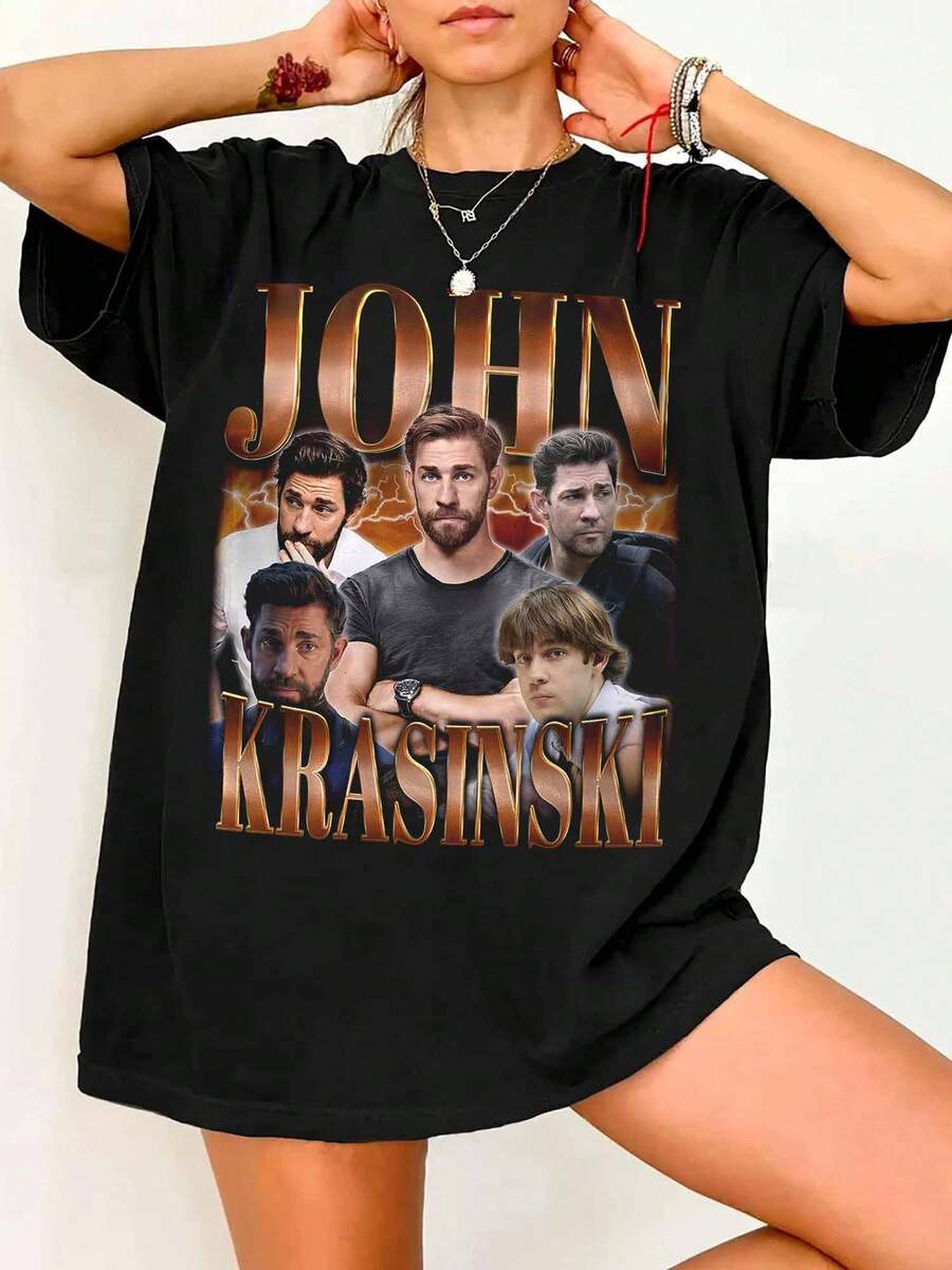 John Krasinski T-Shirt - Personalized Vintage Gift For Him Or Her - Black - View 1