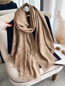 1 pezzo Elegante sciarpa con motivo geometrico jacquard e fili dorati, versatile scialle per ambienti climatizzati, accessorio per abbigliamento primaverile/autunnale, adatto per uso quotidiano - Multicolore - Visualizzare 6