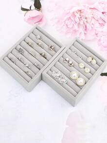 1pc Velvet Jewelry Tray For Necklace, Earrings, Bracelet, Ring, Bangle Storage - Multicolor - View 4