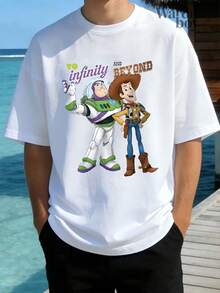1 Disney-Licensed Cartoon Short-Sleeve T-Shirt, Featuring Characters Woody And Buzz Lightyear From Toy Story. It Represents Both Family Affection And Friendship, Suitable For Matching Outfits For The Family, And Is Perfect For Family Trips And Vacations. This Is A New Short-Sleeve T-Shirt For 2026, An Ideal Choice For Father's Day, Suitable For Both Men And Women. Made Of High-Quality Pure Cotton Material, It Is Comfortable And Breathable. The Design Is Exquisite, Making It An Excellent Gift Choice. - 男人 - 查看 2