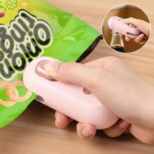 New 4 In 1 Mini Sealing Machine Snack Bag Portable Beer Bottle Opener Built-In Cutter USB Rechargeable Plastic Heat Sealer For Food Storage Magnetic Design Home Kitchen Pet Supplies Camping - White - View 4