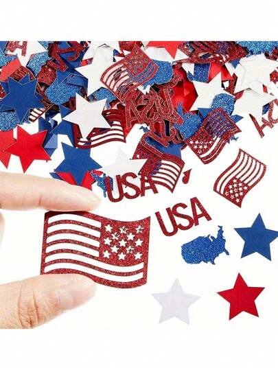 300/100 قطعة من الحلي الملونة لعيد الاستقلال، حلي نجمية باللون الأحمر والأبيض والأزرق، حلي بريق لعيد الرابع من يوليو، ديكور حفلة عيد الجنود والذكرى الوطنية، ديكور طاولة الحفلة ذات موضوع الاستقلال
