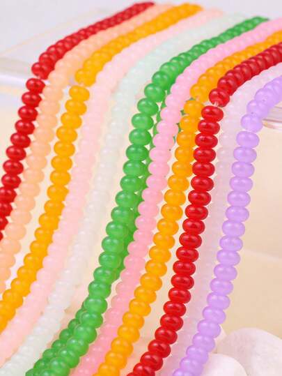 Khoảng 163 hạt cườm thủy tinh giả ngọc bích kích thước 5x8mm, hạt dẹt, hạt đệm, vật liệu làm trang sức thủ công DIY.