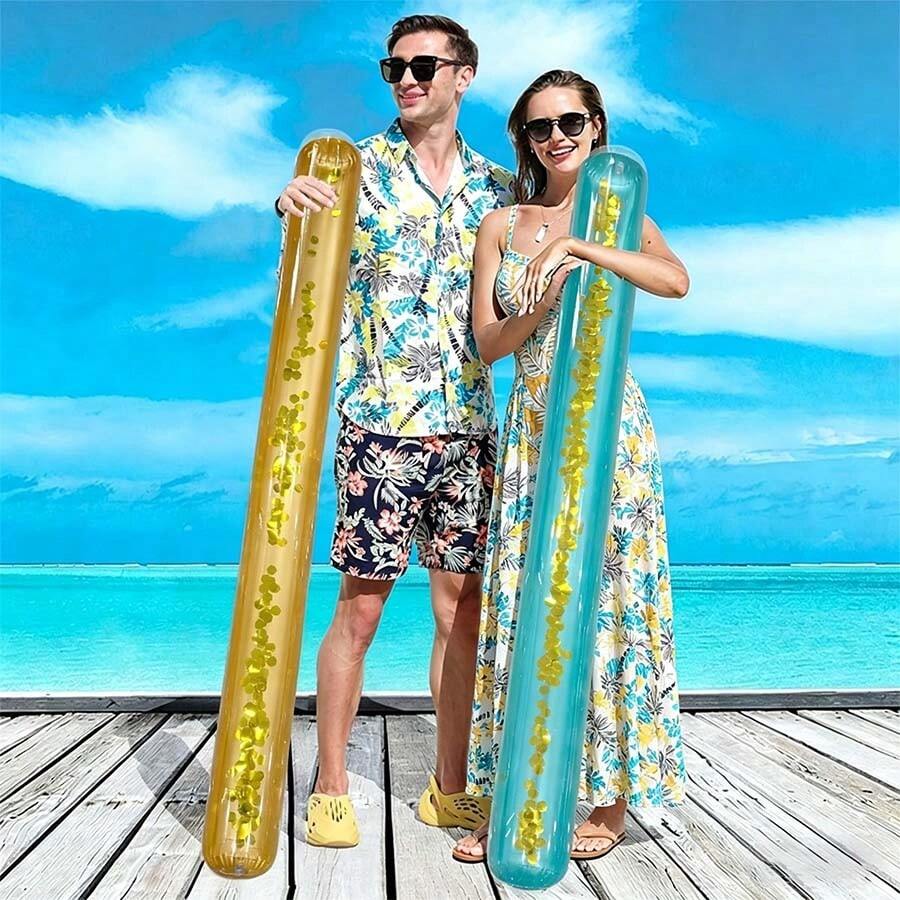 新款亮片透明充气棒，加厚PVC单人夏季水上娱乐棒 - 亮片游泳棒 - 查看 1