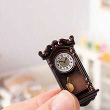 4pcs Mini Wall Clock (Black/Natural Wood), Miniature Wooden Clock, Decorative Hanging Accessory, DIY Decor Parts, Dollhouse Clock Model, Pretend Play Toy, Micro Landscape Room Decor, Realistic Clock - Multicolor - View 15