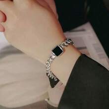 1件复古时尚钛钢手链，男女皆宜，适合日常和派对佩戴，防水防褪色 - 方形 - 查看 5