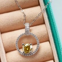 1 mặt dây chuyền bạc S925 đính đá Moissanite tròn 1 carat, thiết kế sang trọng và tinh tế, phù hợp cho phụ nữ đeo hàng ngày, kèm hộp quà tặng. - Một miếng - Xem 11