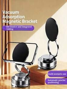 360° Rotatable Foldable Magnetic Car Phone Holder With Strong Suction Cup, N52 Magnet, One-Handed Operation On Dashboard/Windshield, Suitable For All Smartphones, Hands-Free GPS Navigation - 360° Rotation - View 5