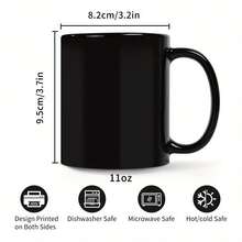 1pc Gold Letter & Floral Print Ceramic Coffee Mug, Beautiful & Practical Gift For Women, Girls, Office, Home Use - Black - View 5