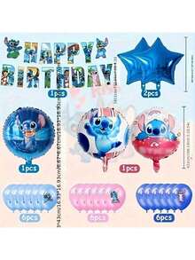 Disney 39件套史迪奇主题派对装饰气球套装，派对用品，家居装饰，生日配件，多用途，适用于圣诞节、万圣节、复活节、毕业典礼、婚礼等场合。 - 多色 - 查看 4