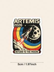 Artemis 2026 Return To The Moon Sticker, Retro Space Rocket Vinyl Decal, Inspired Astronaut Art Sticker For Laptop Phone Case, Outer Space Mission Mission Decal, Waterproof Science Geek Stationery - Multicolor - View 2