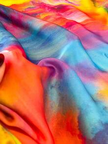 1pc Minimalist Abstract Tie Dye Print 27.6" Square Scarf, Versatile Bandana For Women, Suitable For Casual, Streetwear, Outdoor Sun Protection, Accessory For Styling - Multicolor - View 3