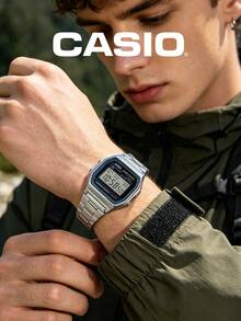 Casio Men's Quartz Watch, Stainless Steel Case And Strap, Green LED Backlight, Alarm, Hourly Time Signal, Auto Calendar A158WA-1 - one-size - View 6