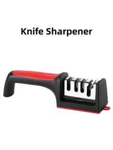 1pc Multi-Function Knife Sharpener, Household Sharpening Stone, Rapid Knife Sharpener With Fixed Angle For Scissors, Knives, Fully Automatic Blade Sharpening, Portable Sharpening Tool - Black - View 8