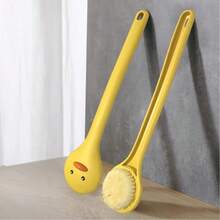 2Pcs Cute Duck Bath Brush Set | Long Handle Soft Bristle Back Scrubber For Shower - 2pcs Yellow - View 2