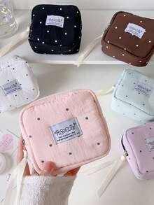 1 Buah Tas Kosmetik Mini Portabel Motif Polkadot dengan Resleting, Tas Penyimpanan Pembalut Wanita, Tas Perlengkapan Mandi Portabel Multifungsi, Dompet Koin - MultiWarna - View 10