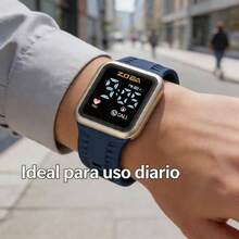 ZOEA Sports Smartwatch With Breathable Perforated Strap + Square Touchscreen + Fitness Style + Daily/Sport Use + Smartwatch - 深藍色 - 查看 2