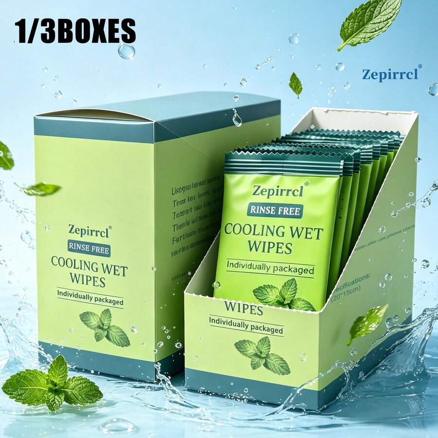 Zepirrcl 1/3 Boxes Disposable Portable Mini Cleaning Wipes For Adults. Soft, Individually Wrapped. Cleanse Your Body Anytime, Anywhere. Suitable For Sports, Outdoor Activities, Picnics, And Parties. 60 Sheets/Box, 15*20CM. - 3BOXES - 查看 1
