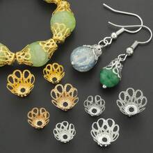 105个6mm/8mm/10mm空心花形压接帽，花帽，合金隔珠，串珠垫，装饰珠帽，适用于珠宝制作、手链、项链、钥匙扣、耳环、工艺配件 - 鏤空花邊端蓋 - 查看 4