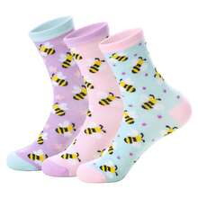 1/3 Paia Di Calzini Lavorati A Maglia Con Motivo Ape Carino, Calzini Casual Freschi E Dolci Per Uso Quotidiano, Calzini Comodi Adatti Per Primavera/Estate/Autunno, Regalo Per Amanti Delle Api - Multicolore - Visualizzare 9