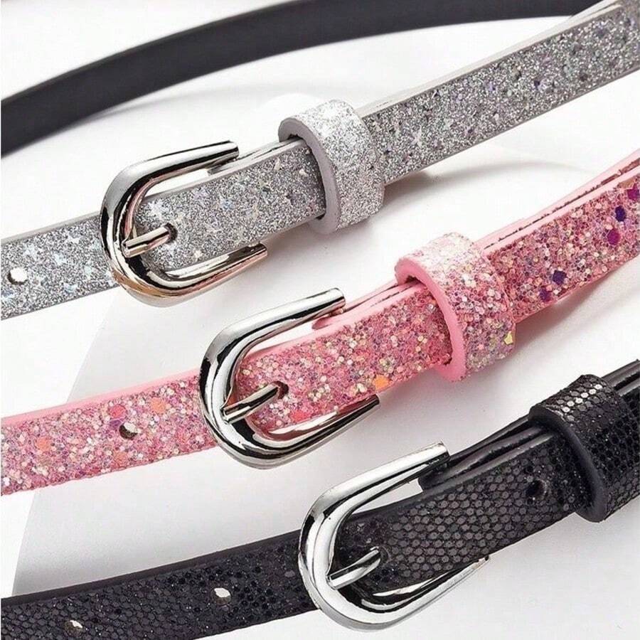 3-Piece Children's New Glossy PU Leather Belt Set, Suitable For Jeans And Skirts, A Great Children's Gift. Belt, Belts