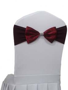 5pcs/25pcs Elastic Spandex Bowknot Chair Sash With Rhinestone Buckle, Satin Chair Back Ribbon For Wedding, Party, Event, Hotel, Birthday, Christmas Decoration - Multicolor - View 13