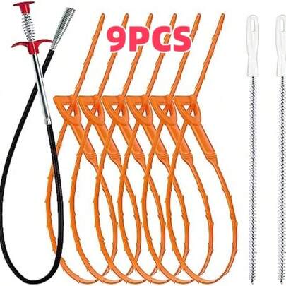 1 Set Drain Cleaning Tools, Drain Cleaner, Hair Drain Cleaner, Shower Drain Unclogger, Sink Drain Remover, Hair Drain Remover, Sink Drain Unclogger, Pipe Cleaner, Bathroom Accessories, Kitchen Accessories, Cleaning Tools, Drain Accessories, Suitable For Cleaning In Various Occasions, Practical Gift