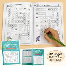 Lachilly Children's Math Crossword Puzzle Workbook, Addition Subtraction Multiplication Division Operation Practice Book, Children's Education STEM Learning Toy - Multicolor - View 6