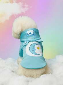 Care Bears X PETSIN Áo hoodie cho chó mèo dáng suông, in hình gấu nhỏ dễ thương, tai 3D trang trí, màu xanh dương, thoải mái. - Màu xanh lam - Xem 3
