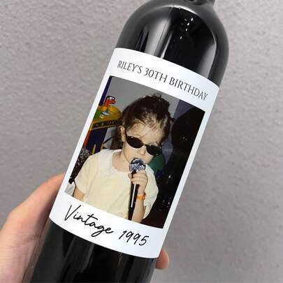 Personalized Wine Bottles, 30th Birthday Wine Label, Custom 30th Birthday Gift For Her, Vintage 1995 Birthday Stickers, 40th & 60th Birthday Label, Birthday Favors, Mother's Day Gift Father's Day Gift Stickers Champagne Label Whiskey Label Tequila Label For Fall Holidays, Halloween, Thanksgiving, Christmas And New Year Parties And Celebrations ,Forever Love.