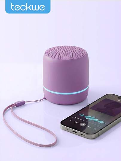 Teckwe LED Breathing Light Portable Mini Wireless Speaker, Built-In Microphone, Rechargeable Battery, Easy To Carry, Loud Stereo Sound For Bathroom Beach Travel Outdoors Party, Purple