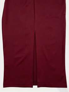 Women's Fashion One-Shoulder Bow Sleeveless Bandeau Fitted Dress, Women's All-Season Dress, Women's Elegant Dress, Women's Dress - Burgundy - View 8