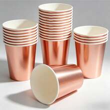 100/50pcs Rose Gold Paper Cups, Disposable Multipurpose Paper Cups For Drinks, Juice, Milk, Suitable For Wedding, Birthday, Baby Shower, Party Favors, Fit For Various Holiday Parties, Picnics, Camping, Home Kitchen, Dining Table, Simple Party Paper Cups - Rose Gold - View 8