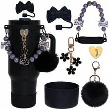 适用于30盎司和40盎司保温杯的5件套配件，包括10毫米吸管盖、瓶提手带、心形挂钩、硅胶套和钥匙扣挂件，是情人节礼物和户外活动的理想之选。 - 彩色 - 查看 11