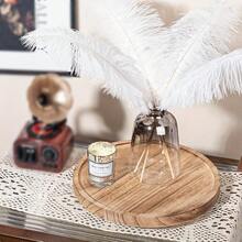 Bandeja decorativa redonda de madera de 25,4 cm, organizador de estilo rústico para el tocador del baño, apto para plato de jabón, perfume, vela, esponja, no apto para contacto con alimentos - Albaricoque - Ver 4