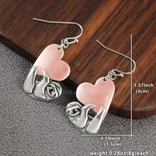 可爱树懒拥抱爱心吊坠耳环，手工制作，低过敏性双色金属时尚首饰，女士款 - 銀色 - 查看 3