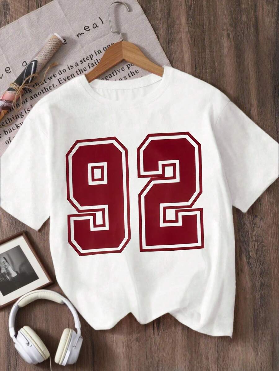 Camiseta de cuello redondo con estampado para niñas