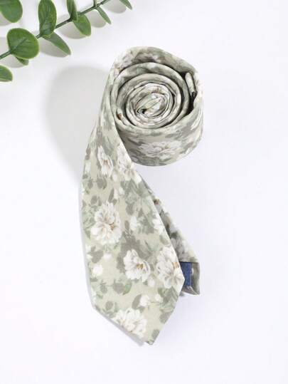 1 chiếc cà vạt nam thời trang họa tiết hoa lá nhỏ nhắn, màu xanh lá cây thanh lịch, phù hợp cho tiệc tùng, kỳ nghỉ, áo sơ mi, vest và trang phục hẹn hò.