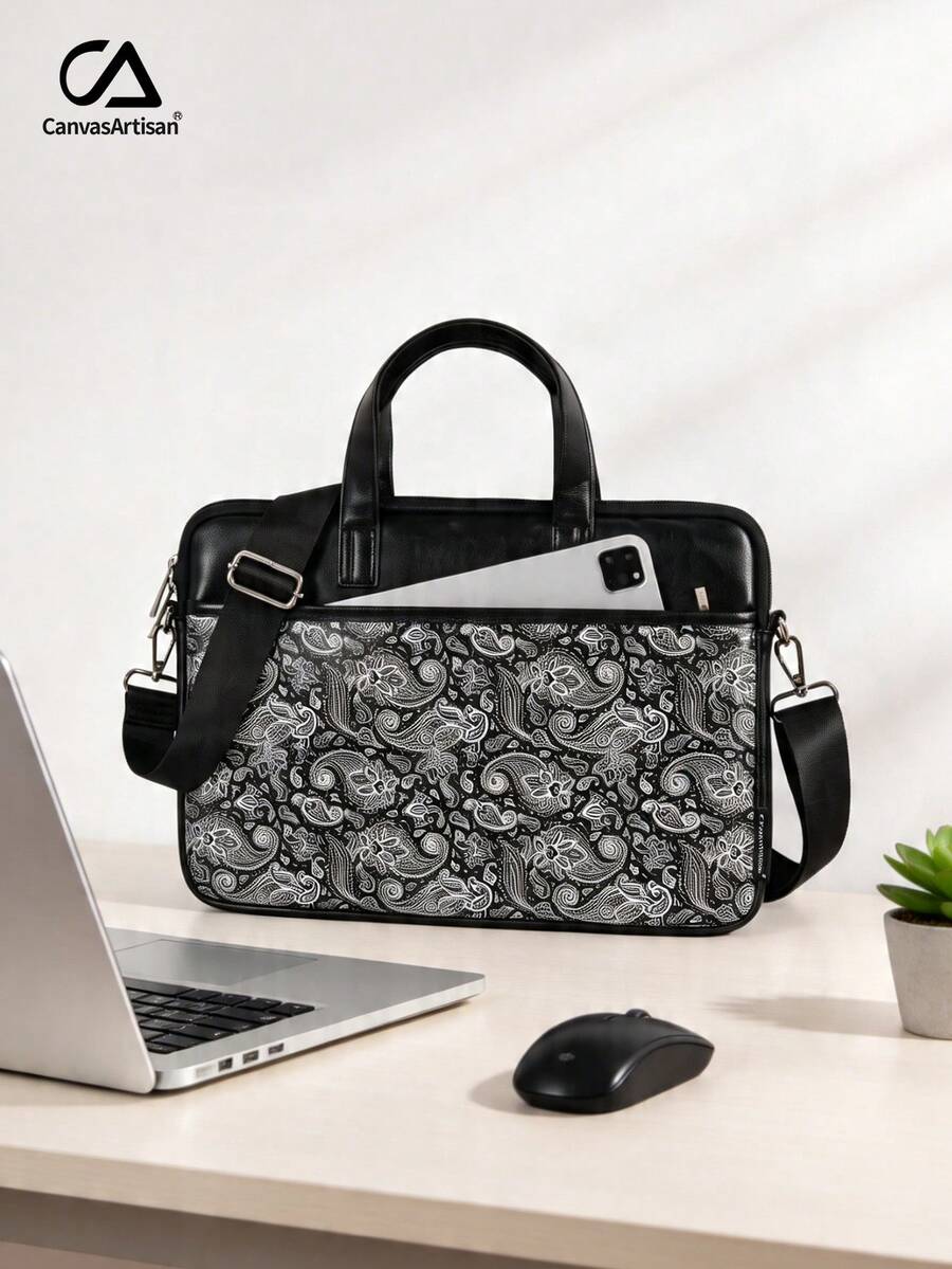 canvas artisan Shockproof Laptop Briefcase Business Anti-Collision Laptop Sleeve Bag With Handle