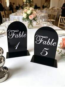 10pcs Transparent/White/Black Acrylic Curved Table Number Holders With Stands, Elegant Minimalist Decor For Wedding Receptions, Engagement Parties, Birthdays And Formal Events - Seat Card B - View 28