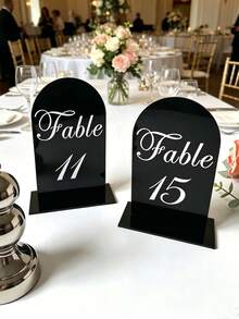 10pcs Transparent/White/Black Acrylic Curved Table Number Holders With Stands, Elegant Minimalist Decor For Wedding Receptions, Engagement Parties, Birthdays And Formal Events - Seat Card B - View 21