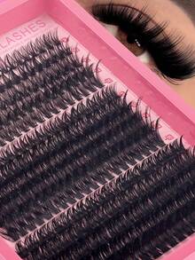 300pcs/Pack Clustered Segmental Fluffy 50D+60D+80D Mixed Length 8-16mm Black Matte Thick Dramatic DIY Eyelashes For Self-Application - View 3