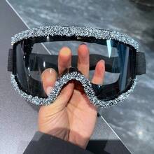 Full Decor Skiing Goggles Windproof Cycling Motorcycle Goggles Winter Anti-Fog Snowboard Ski Glasses Ski Goggle Fashion Glasses Party Shades Accessories Halloween Beach Accessories Glasses Shades - Black - View 7