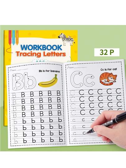 26 Uppercase & Lowercase English Alphabet Tracing Book, Handwriting Practice For Primary School Students, Preschool Connecting, English Learning Copybook