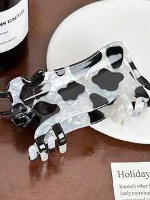 Fun Cow Hair Clip, Cute Cow Paw Hair Clip, Black, Bull Hair Clip, Acrylic Animal Hair Claw Clip, Suitable For Girls Of All Ages, Bun, Ponytail Hair Accessory, Cow Accessory, Fun Accessory, Styling Tool Hair Accessory, Autumn Accessory, Autumn Hair Clip, Winter Accessory - Multicolor - View 4